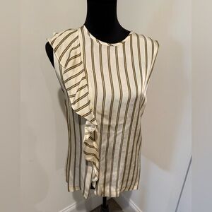 Sandro Cream and Gold Striped Blouse